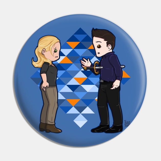 Buffy vs Angel Pin by travistruant