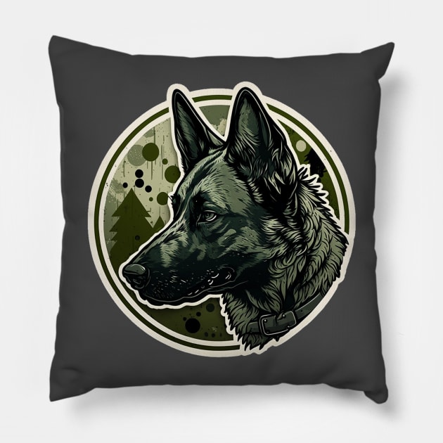 Dutch Shepherd Camouflage Motif Pillow by Mike O.