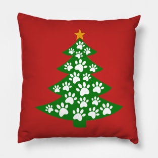 Funny Dog Paws Lover Merry Christmas Tree Pillow