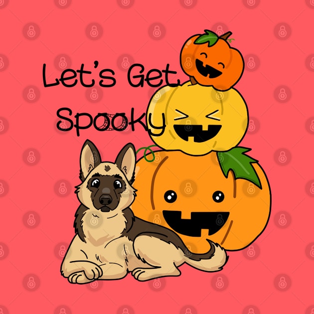 Hallowe'en German Shepherd and Pumpkins by Inugoya