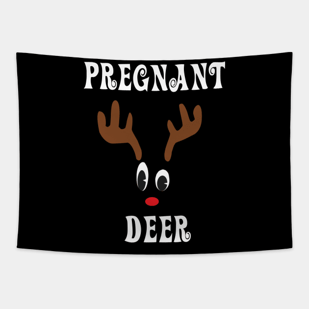 Pregnant Reindeer Deer Red nosed Christmas Deer Hunting Hobbies Interests Tapestry by familycuteycom