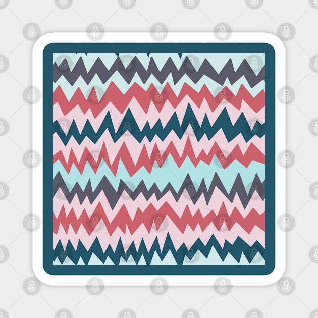 Modern minimalist zigzag in teal, navy blue and berry pink Magnet by FrancesPoff