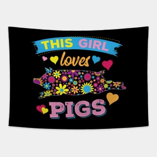 This Girl Loves Pigs Tapestry