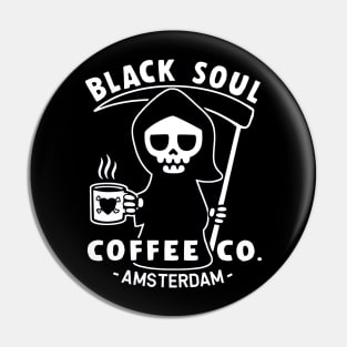 Black Soul Coffee Cafe Grim Reaper Pin