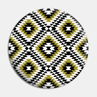 Aztec Diamond Symbol Gold BW Pattern Pin