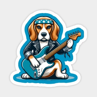 Beagle Playing Guitar Magnet