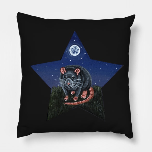 Grey Rat Star Pillow by WolfySilver