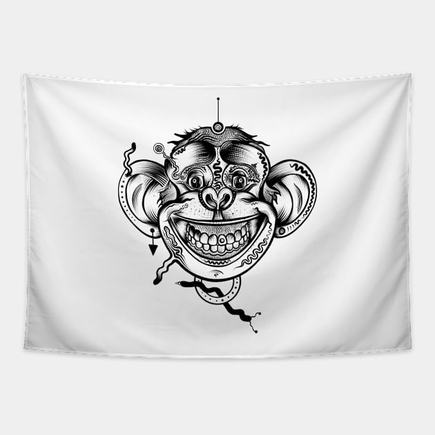 Monkey Mind Tapestry by Brokoola