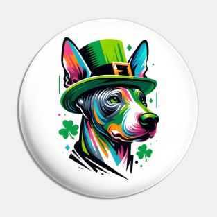 American Hairless Terrier in Saint Patrick's Day Spirit Pin