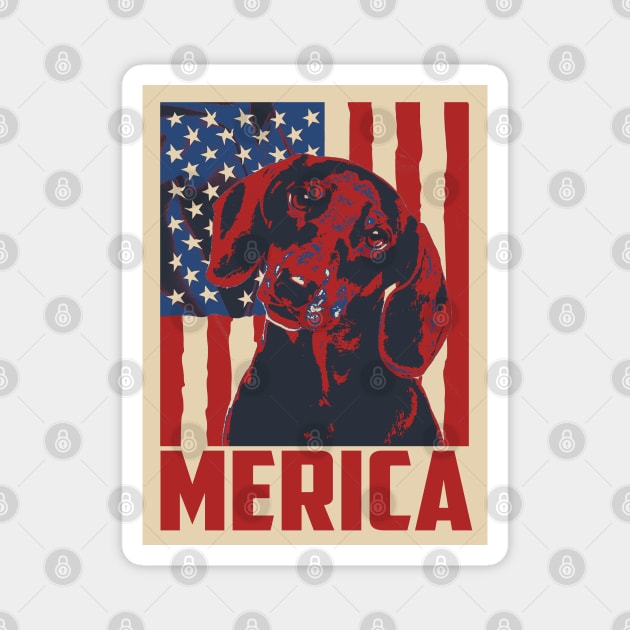 Dachshund Merica 4th Of July Magnet by mia_me