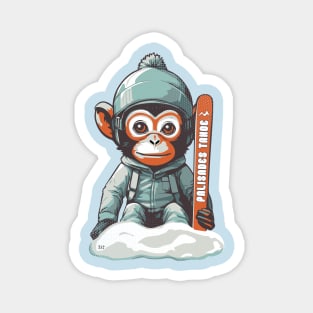 Cute Monkey Palisades Tahoe Ski Magnet