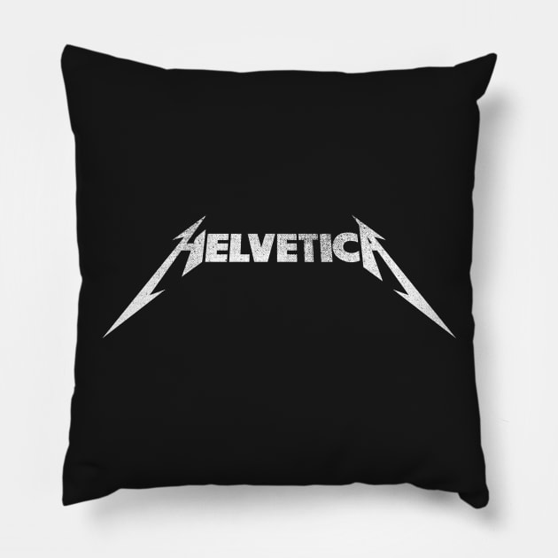 Helvetica ROCKS Pillow by RetroLogosDesigns