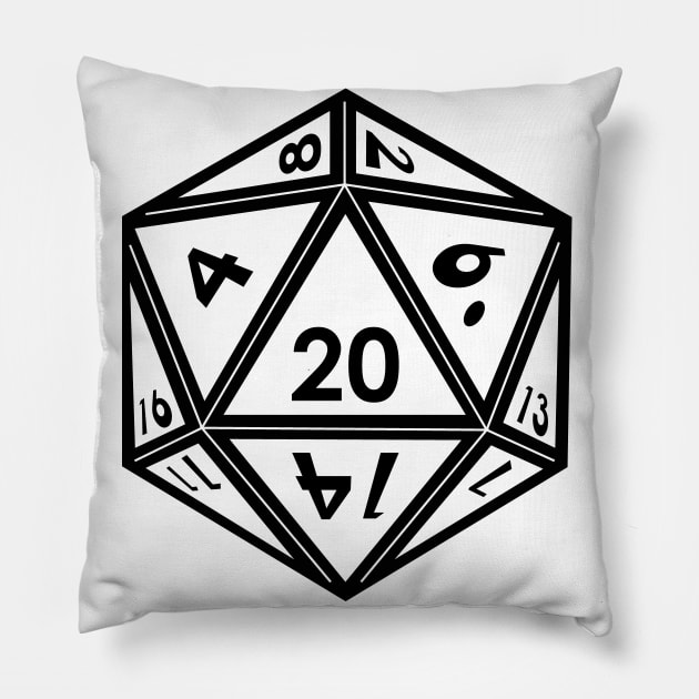 Transparent D20 Dice (Black Outline) Full Size Pillow by Stupid Coffee Designs