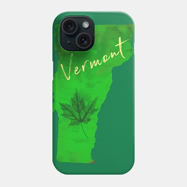 The State of Vermont - Green Watercolor Phone Case by loudestkitten