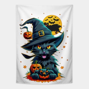 Halloween Black Cat Tapestry