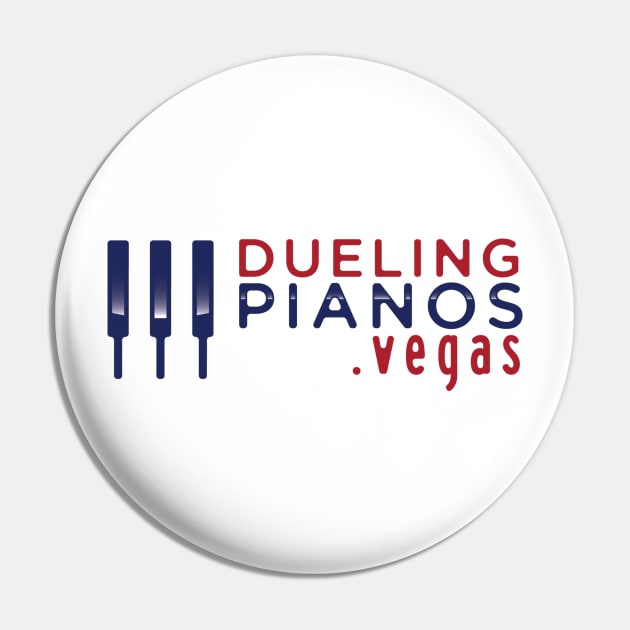 Dueling Pianos.Vegas Navy Blue & Red Keys Pin by DuelingPianos.Vegas
