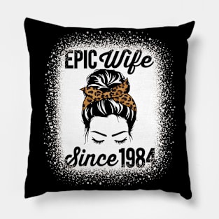 Epic Wife Since 1984 Messy Hair Bun Anniversary Pillow