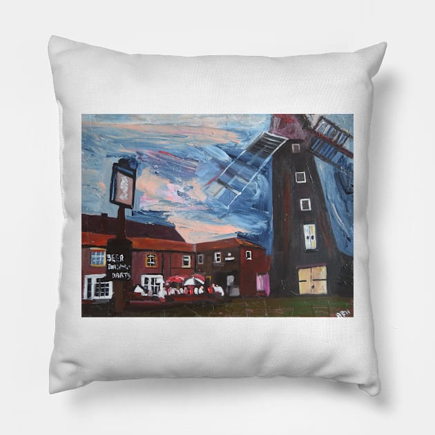 Windmill In An English Town Pillow by golan22may