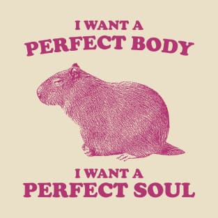 Capybara i want a perfect body i want a perfect soul Shirt, Funny Capybara Meme T-Shirt