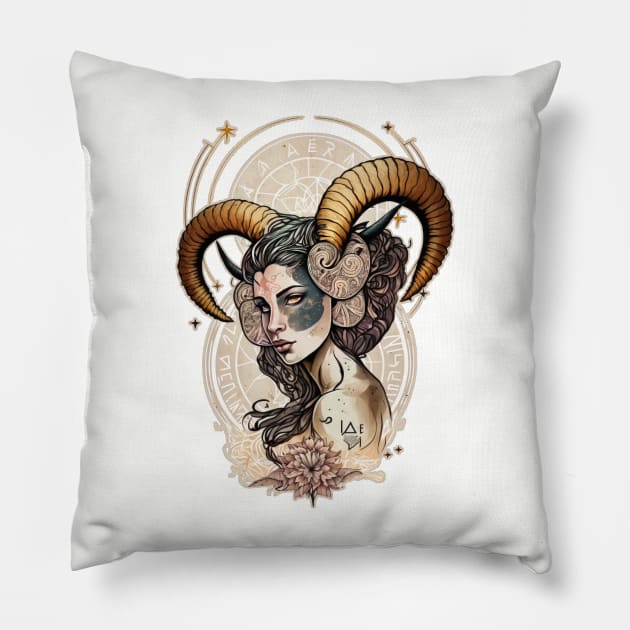 Earthy Horoscope: Aries Pillow by GoblinGlamour