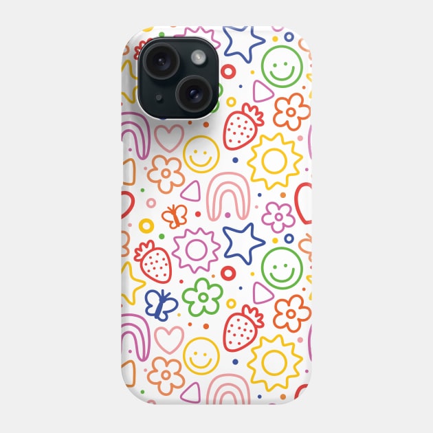 Colorful Nursery Kawaii Pattern Phone Case by Trippycollage