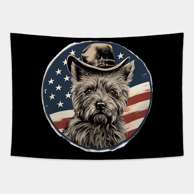 Cairn Terrier 4th of July Tapestry by NatashaCuteShop