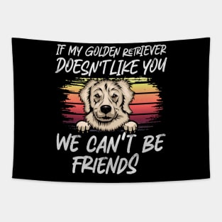 golden retriever  Dog Owner dog Lover Funny Quote Retro sunset Tapestry