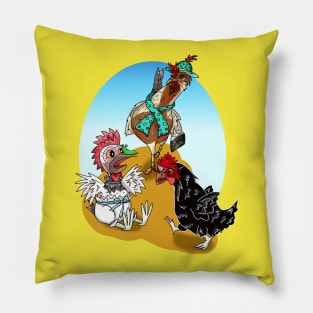 The Cartoon Chickens of Bebbington UK Pillow