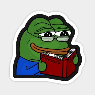 Pepe REEEEEE-ading a book Magnet