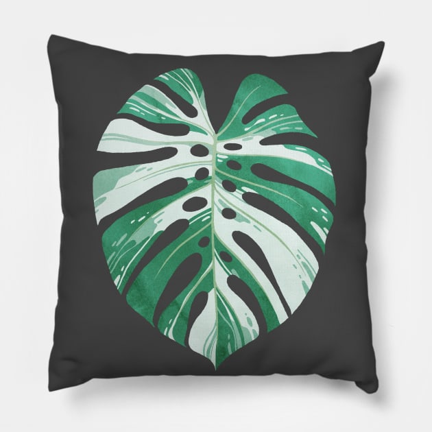 Monstera variegata leaf Pillow by ikerpazstudio