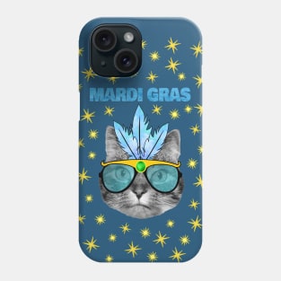 Mardi Gras Blue Cat Phone Case