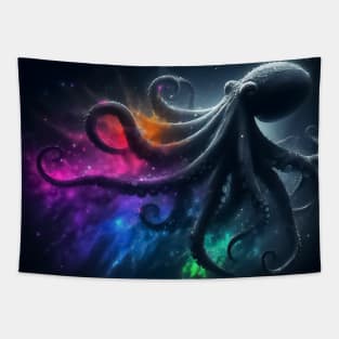 Monochromatic Octopus Rainbow Color Splash Tapestry