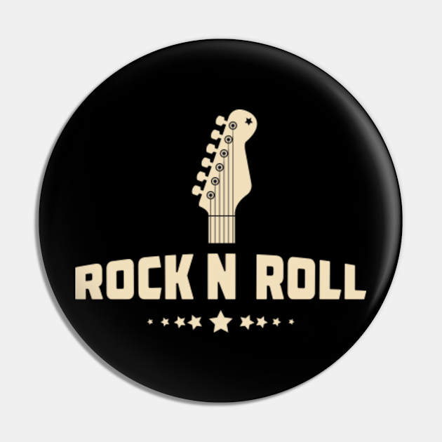 Rock N Roll Guitar Logo Design - Rock And Roll Music - Pin | TeePublic