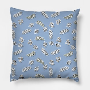 Leaves and Twigs Blue Pattern Pillow