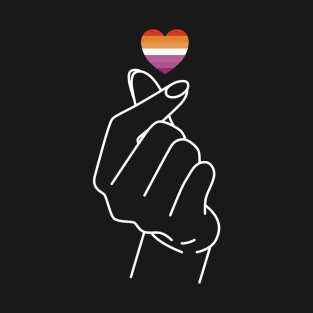 Lesbian Pride Flag Korean Love Sign T-Shirt