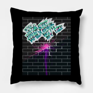 Never Met A Brick Wall I Can’t Break With My Face (Neon/Blacklight Room) Pillow