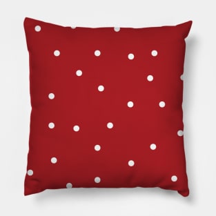 White Polka Dots on Red Background Pillow