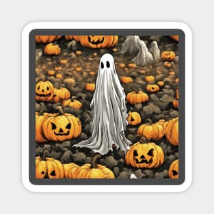 A White Ghost In The Jack O Lantern Patch Magnet