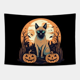 Tonkinese Cat Halloween, Cat Lover Tapestry