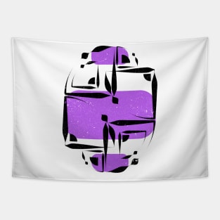 Minimalist Lines With Purple Shapes Tapestry