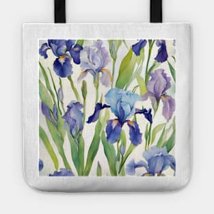 Watercolor study of blue irises Tote