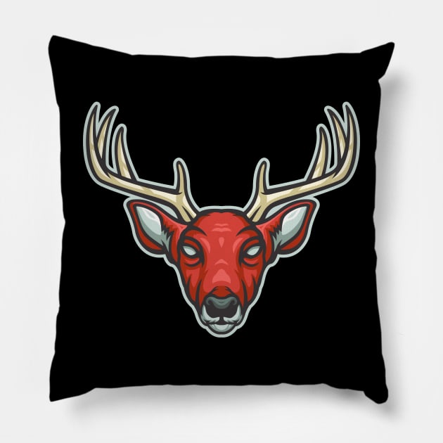 Red Deer Pillow by giggleapin