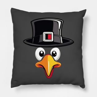 Turkey head face with pilgrim head thanksgiving design Pillow