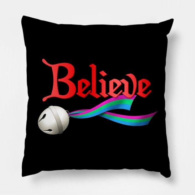 Believe Polysexual Pride Jingle Bell Pillow by wheedesign