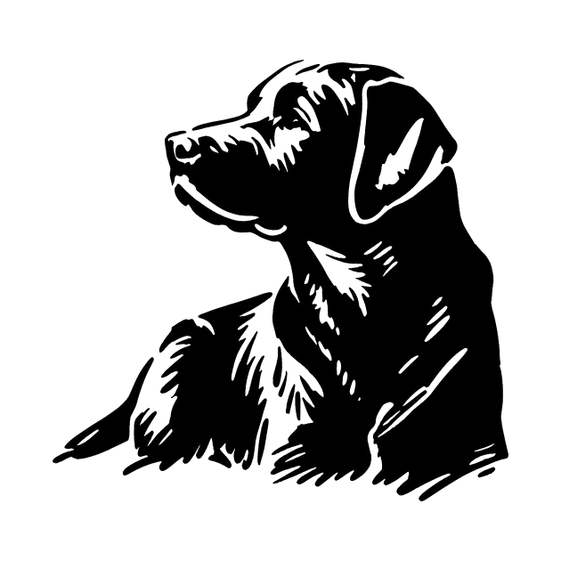 This is a simple black ink drawing of a Labrador dog by WelshDesigns