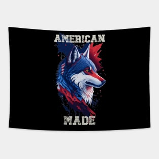 American 4th of July American Made Wolf Tapestry