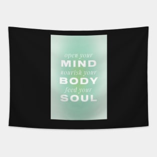 Mind Body Soul Green Aura Tapestry