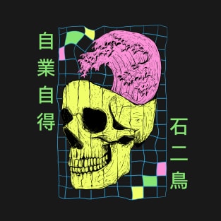 Great Wave Off Kaganawa Retrowave Aesthetic T-Shirt