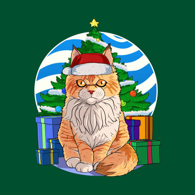 Maine Coon Cat Santa Christmas Gift by Noseking