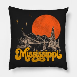 Vintage State of Mississippi Mid Century Distressed Aesthetic Pillow